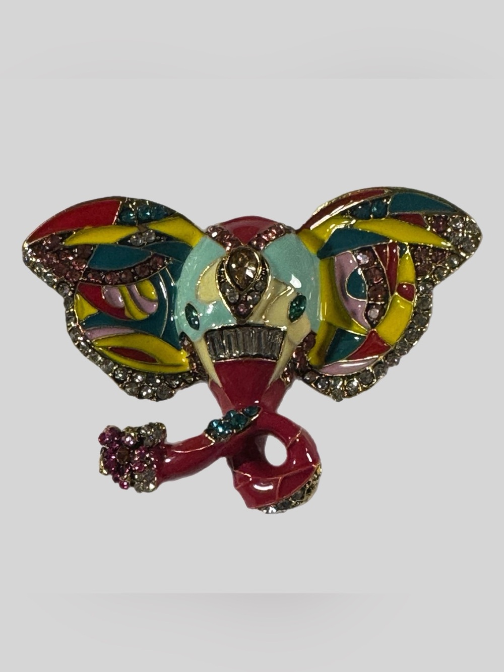 Heidi Daus Elephant Brooch Enamel Crystal Pin “Unforgettable Expression”Vintage